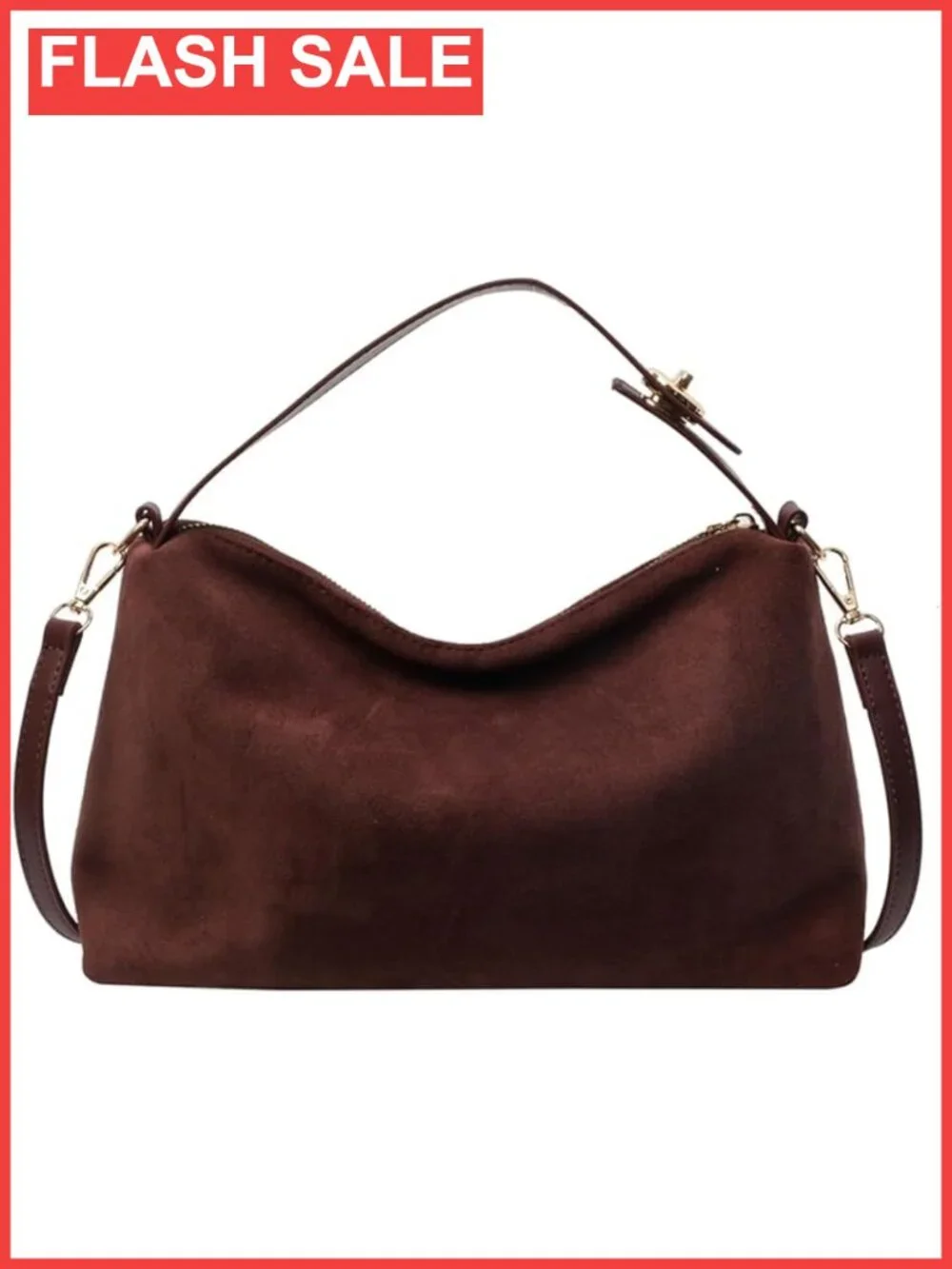 Faux Suede Slouchy Hobo Shoulder Bag Crossbody Satchel Tote Handbag Purse